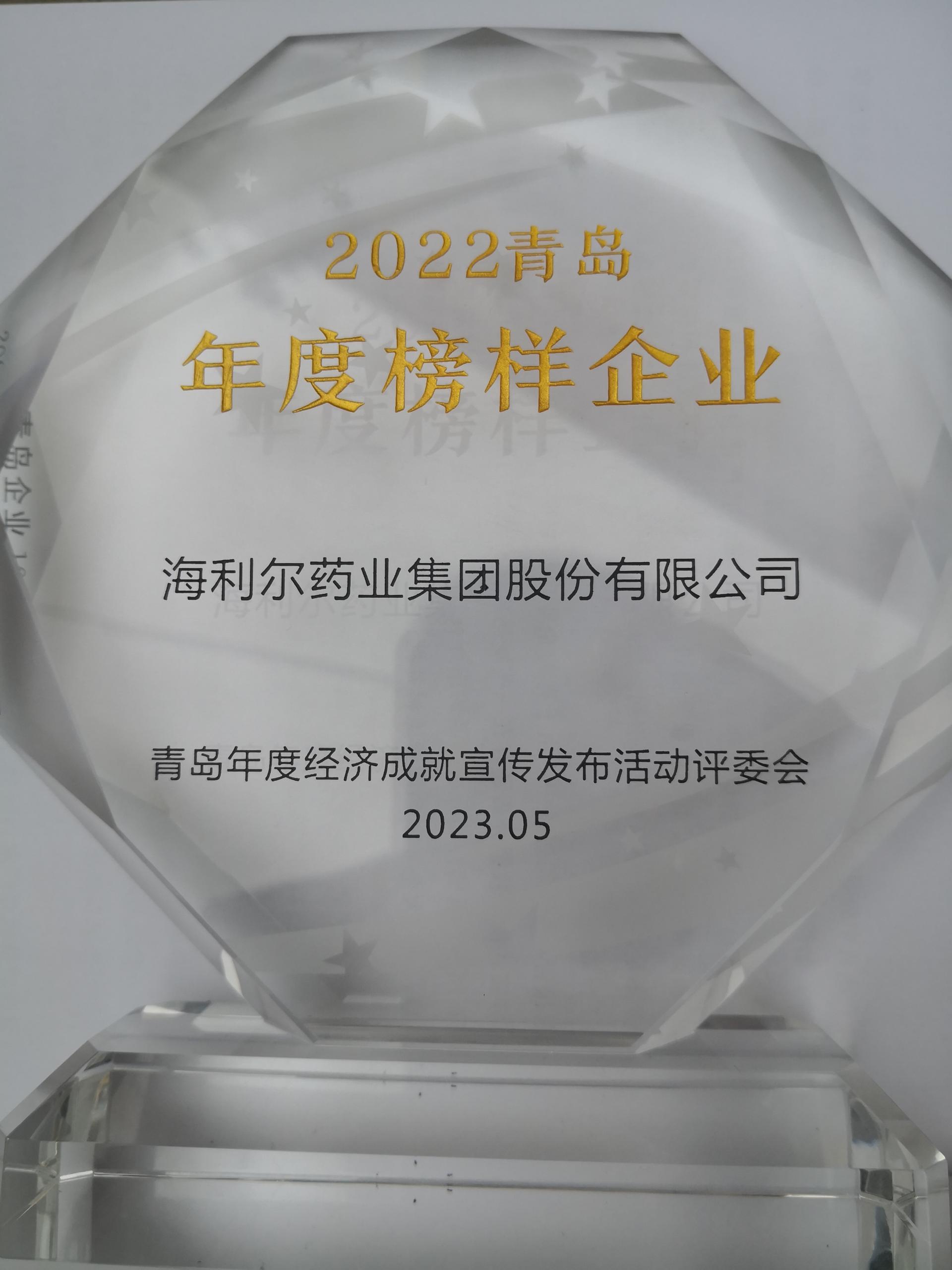 祝賀！集團(tuán)獲評(píng)2022青島年度榜樣企業(yè)